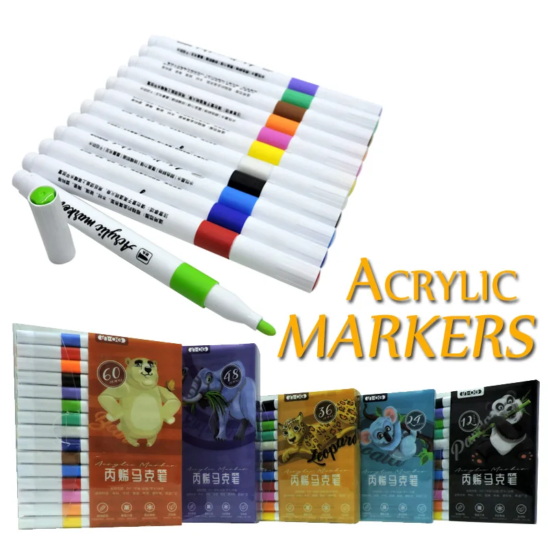 12/60 colored pens acrylic markers Painting pens Paint art Markers for fabric DIY Ceramic Glass Wood Fabric Canvas Art graffiti