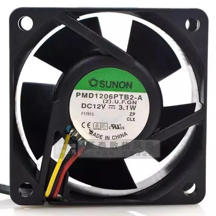 For SUNON PMD1206PTB2-A 6025 DC12V 3.1W 6CM 3-Wire Dual Ball Ball Silent Cooling Fan