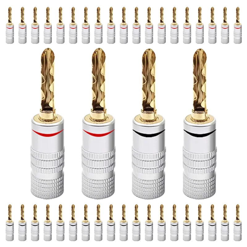 

10/40/200PCS Pure Copper Gold Plated 4mm Banana Plug Connector For Audio Video Speaker Cable Terminal Connectors Adapter Kit