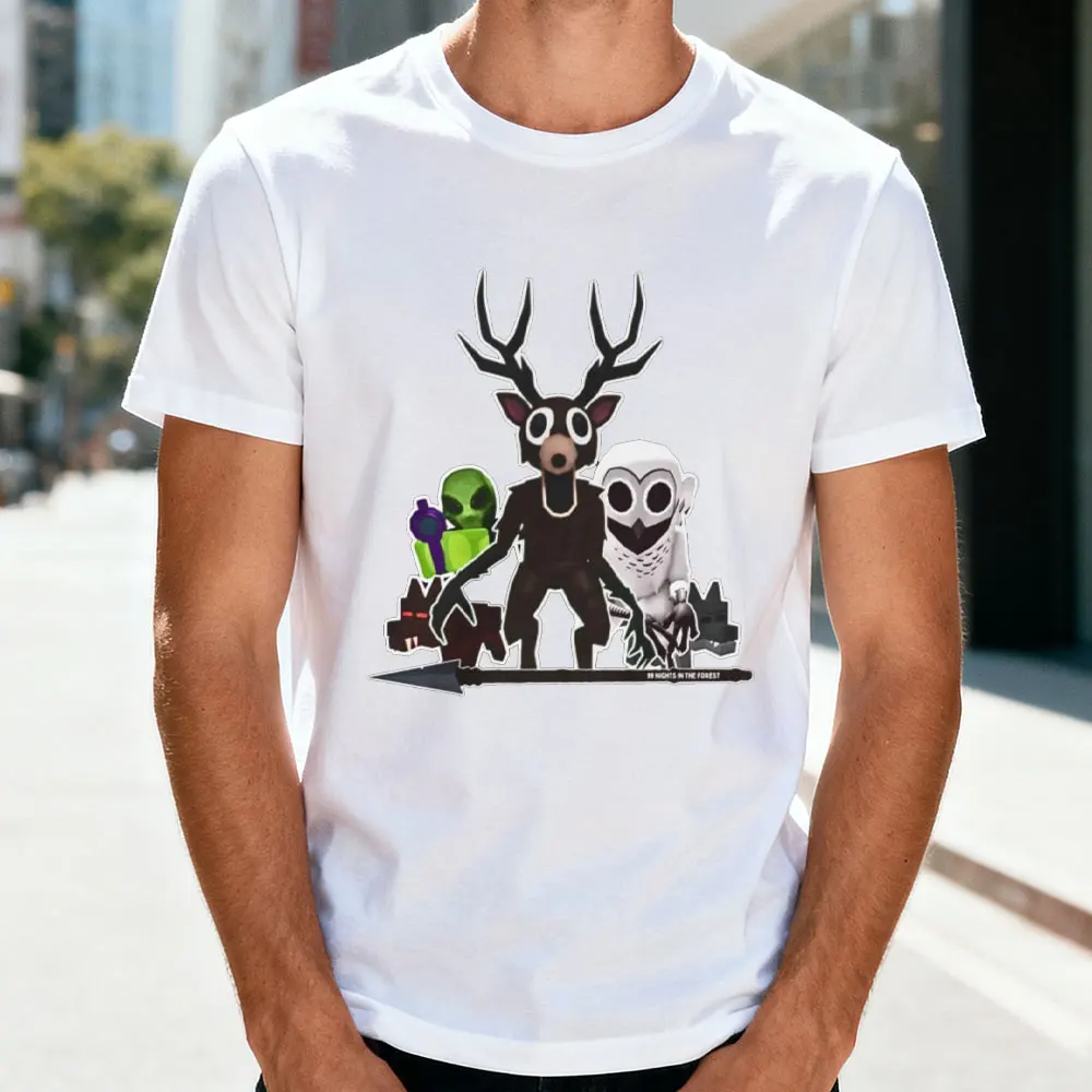 لقد نجوت 99 ليلة في الغابة الرجال القطن تي شيرت 99 ليال في كيانات الغابات الجرافيك المحملة الألعاب هدية الرجال الملابس
