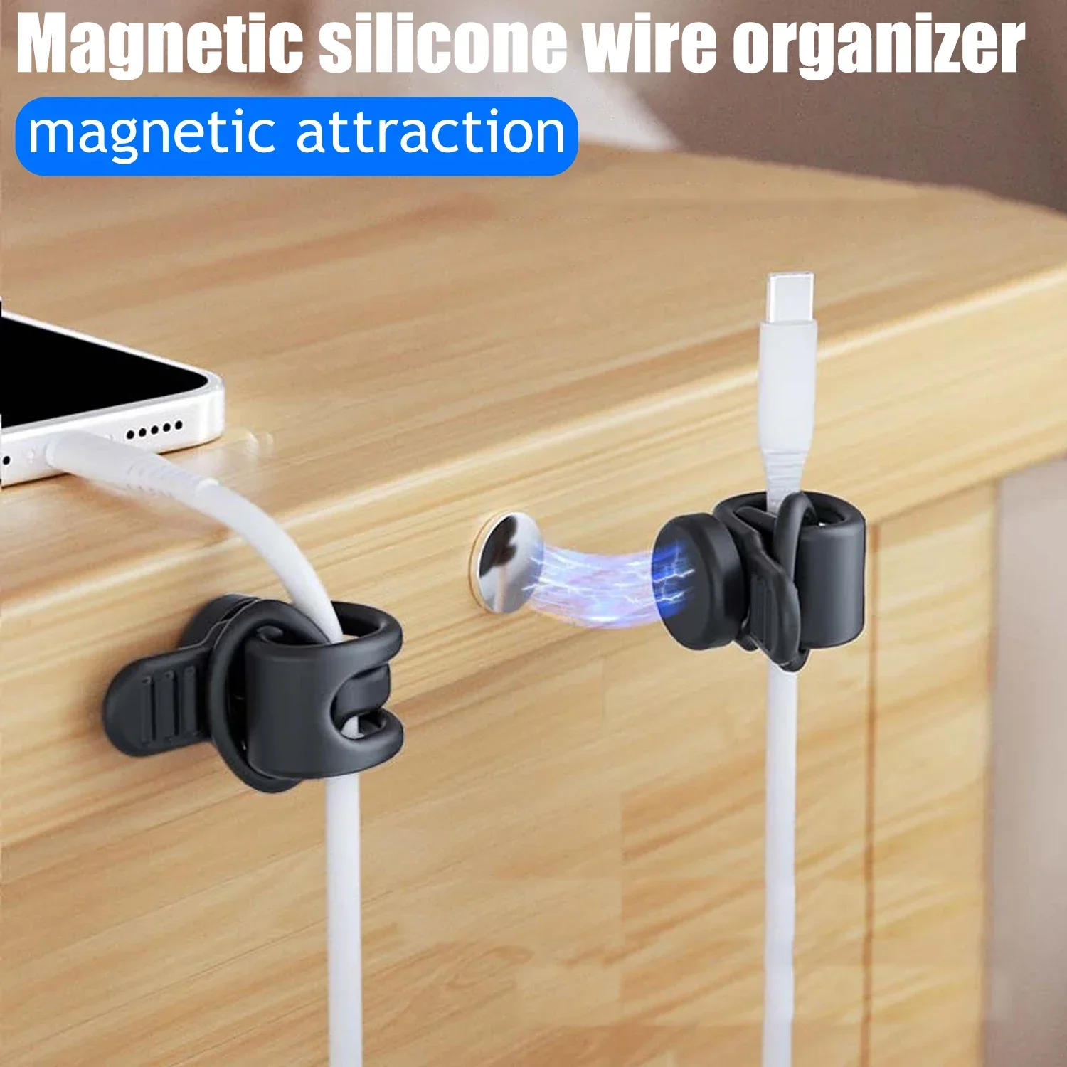 Reusable Twist Ties with Strong Magnetic Cable Winder Cable Management for Headphone USB Charging Cords Organizers Home Office