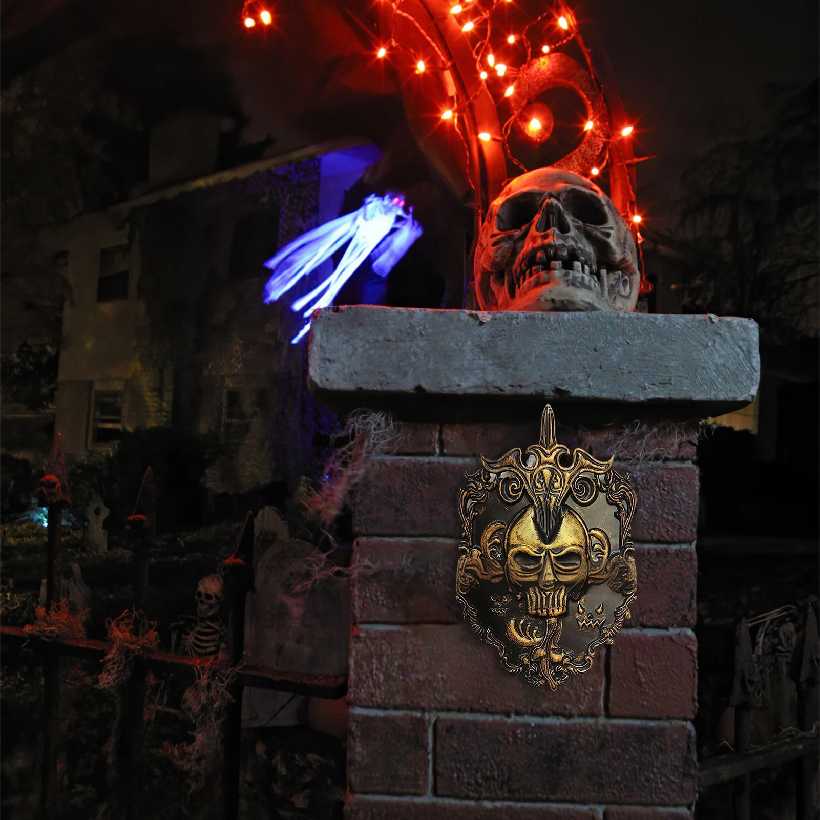 

2024 Halloween Horror Skull Doorbell Scary Doorbell Door Decoration For Halloween Props Holiday Parties Banquet Horrible Props