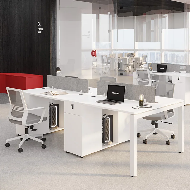 Desk 4 People Staff Staff Computer  Office And Chair Combination Simple Modern Screen Partition