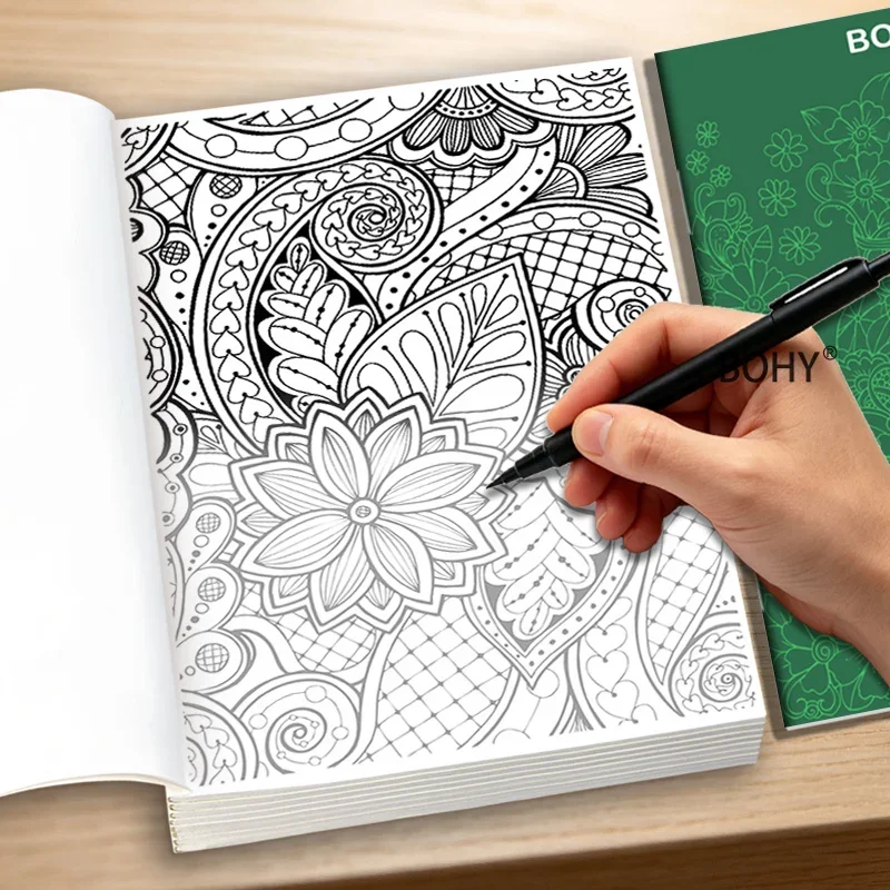 1 Zen Inspired Line Drawing Adult Decompression Graffiti Coloring Album, Totaling 24 Pages, A5 Size, Art Line Copying Practice