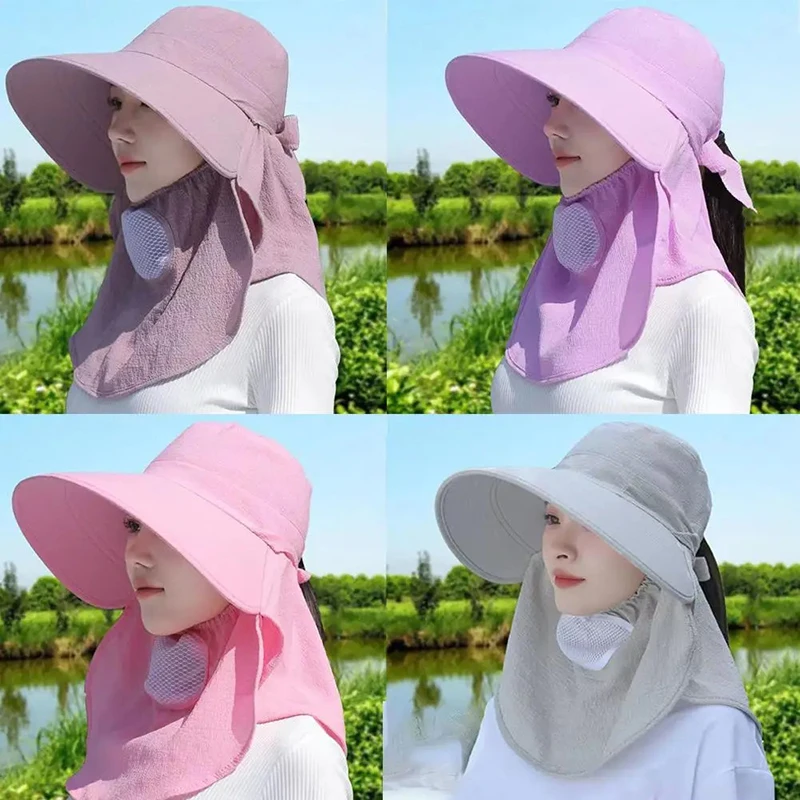 【B】Summer Quick Drying UV Protection Fisherman Cap Face Neck Cover Outdoor Fishing Cycling Removable Visor Hat Bucket Hat