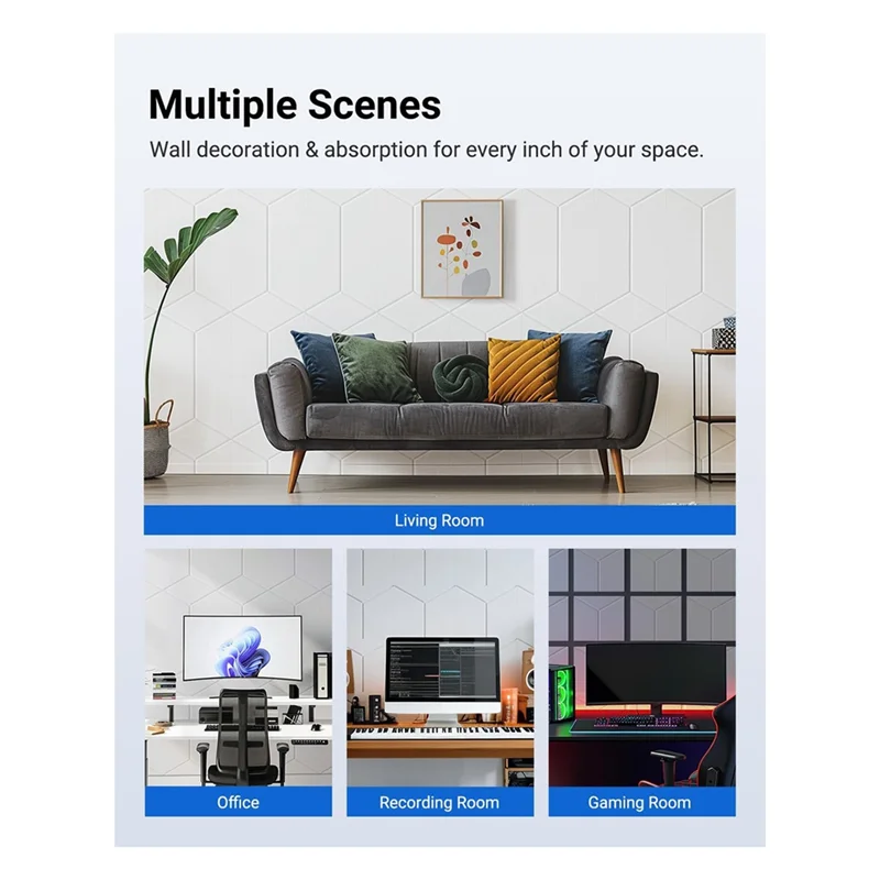 

A69P-12 Pack Soundproof Wall Panels, 12X10x0.4Inch Self-Adhesive Sound Proof Panels For Home, Recording Studio, Office,Room