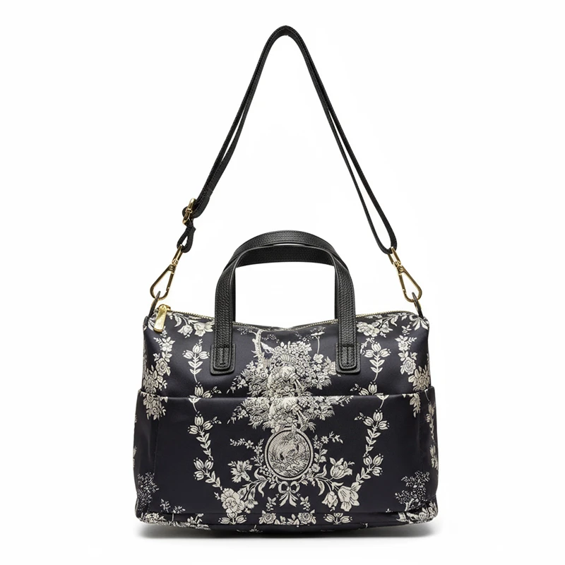 

Retro Printed Design Women's Office Commuter Bag Large Size Nylon Handbag Ladies Dumpling Shape Crossbody Bag