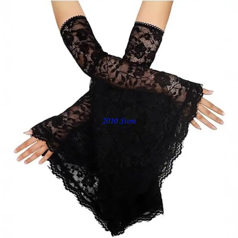 F3MF Cánh tay thoáng khí cổ điển Thiết kế gothic tay áo ren với còng kèn cho sự kiện cosplay và bữa tiệc Halloween