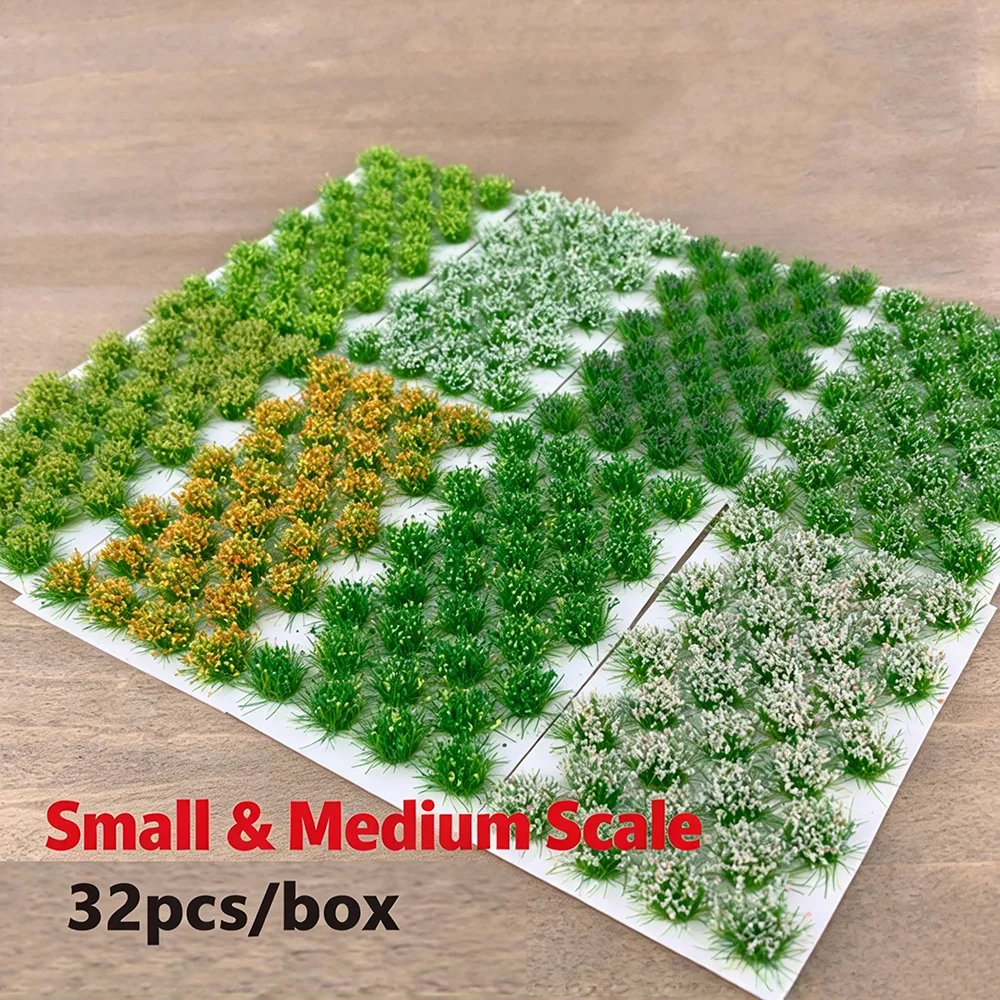 Simulation Flowers Grass Clusters Model Miniature Plant Materials for Sand Table/Garden Scene Layout Diorama Kits 32Pcs/Box