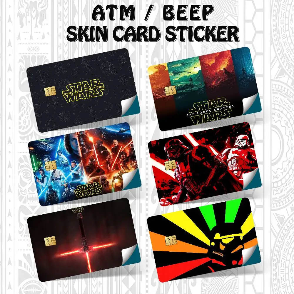 Movie S-Star W-Wars Cool Bank Credit Cards Bus Pass Stickers Cool Decoration Waterproof 4PCS Card