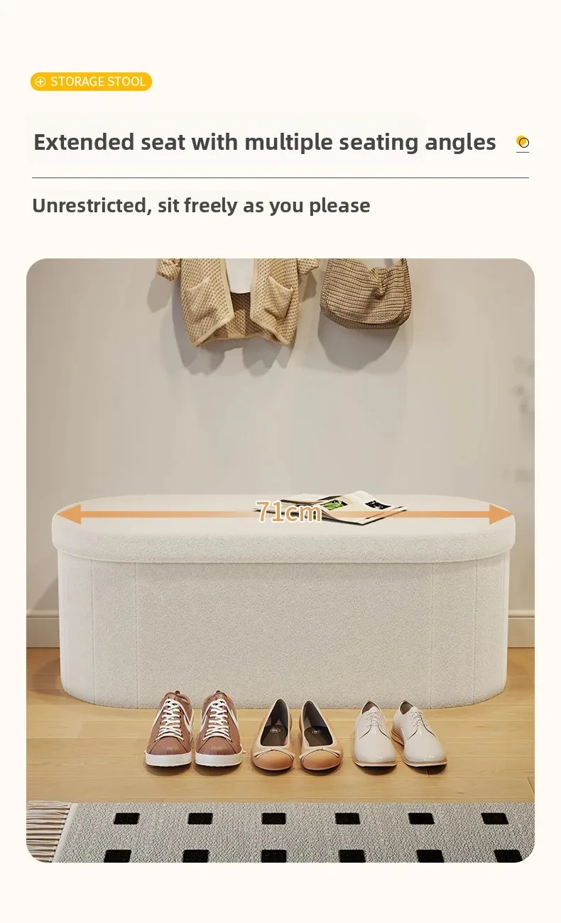 Nordic Folding Storage Stool Entrance Hall Sitting Shoe Stool Living Room Rest Sofa Seat Storage Home Furniture Bed End Stool