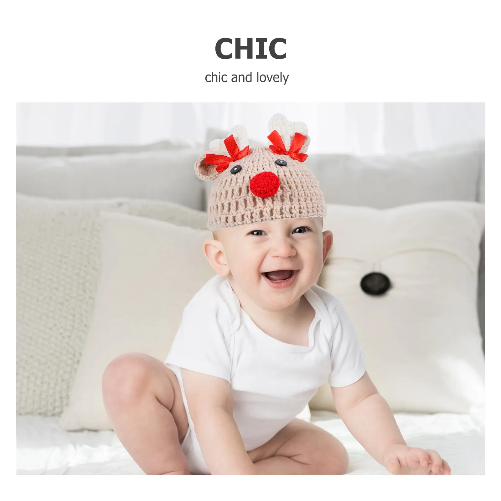 

Baby Knitted Cap Antlers Style Warm Hat Thick Knitted Wool Beanie Kids Winter Headwear Soft Comfortable Outdoor Wear