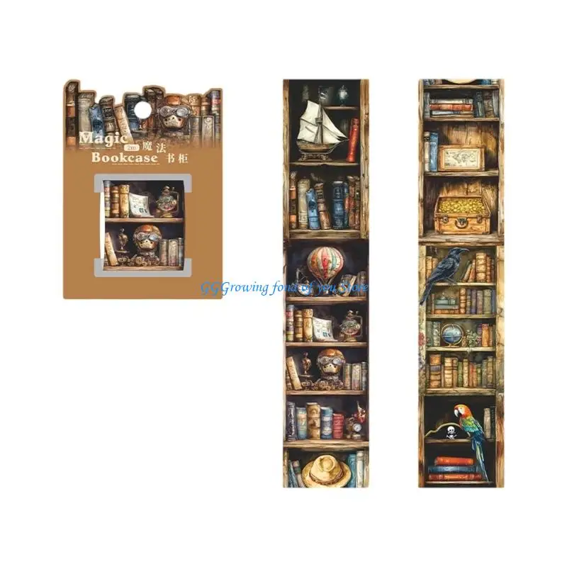 

H9EB 6Rolls Bookshelf Decorative PET Tape For Journal Planner Notebook Scrapbooking