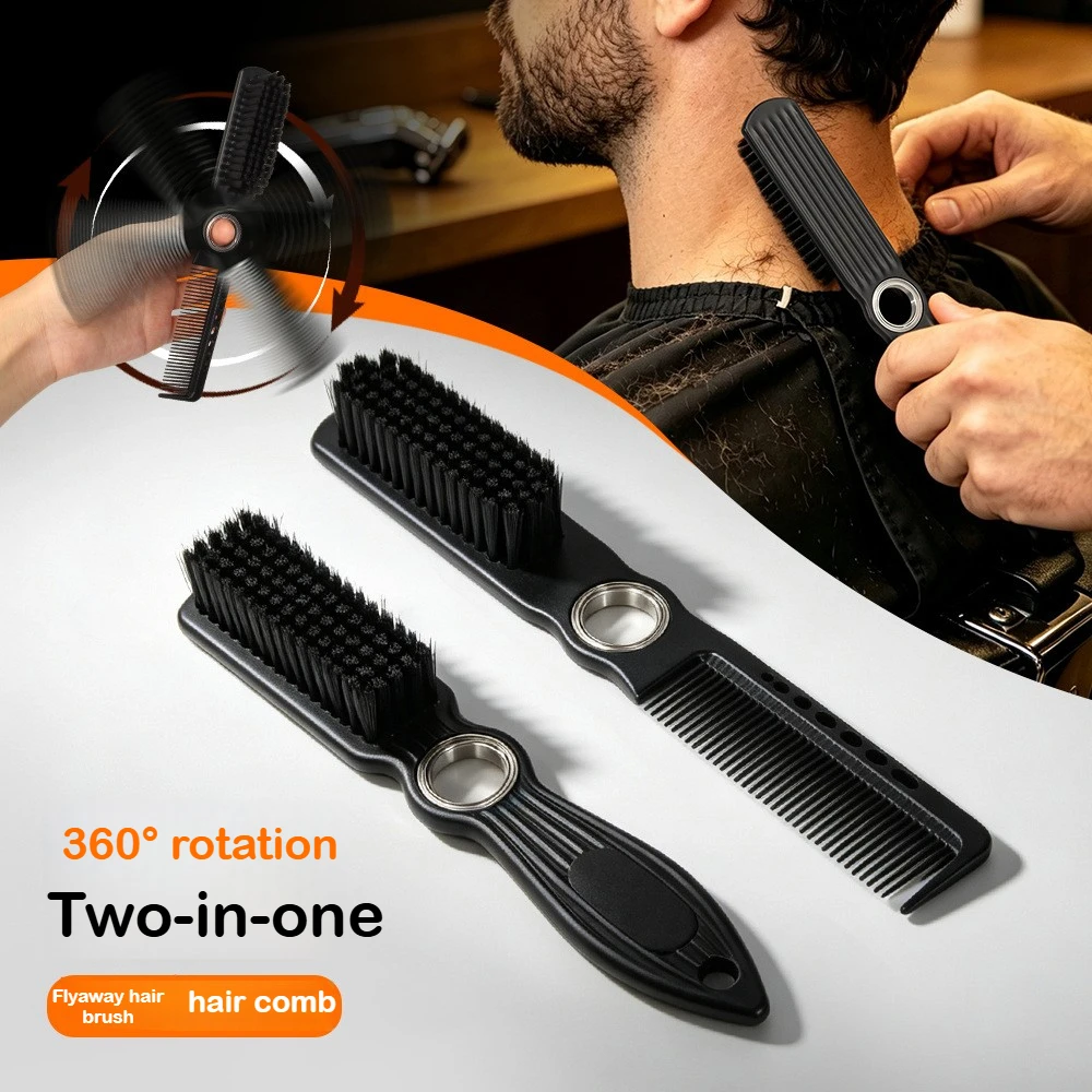 Men's Beard Styling Comb 360-degree Rotation Nylon Professional Barber Brush Specific Cleaning Brush Hairdressing Tool Accessory