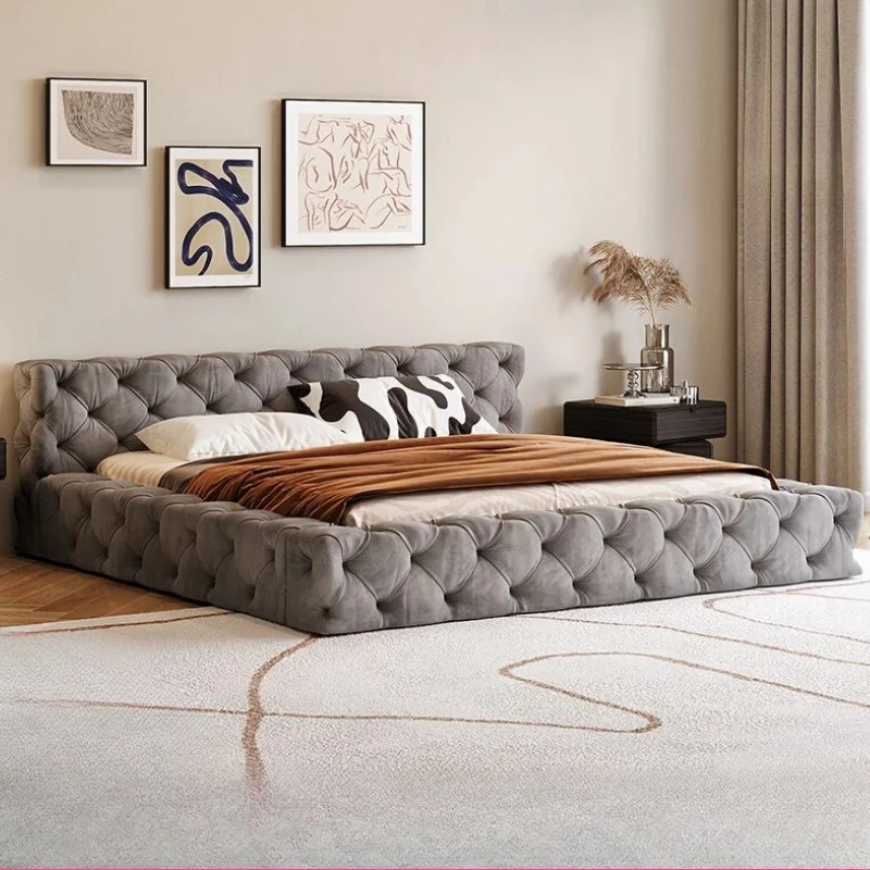 Luxury Modern Velvet Double Bed Headboard Frame 150 X 200 Double Bed Shelves Queen Letto Matrimoniale Furniture For Bedroom
