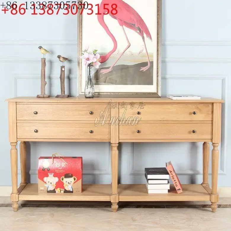 Solid wood antique furniture, French American country foyer, living room, porch cabinet, bucket cabinet, sofa side table back