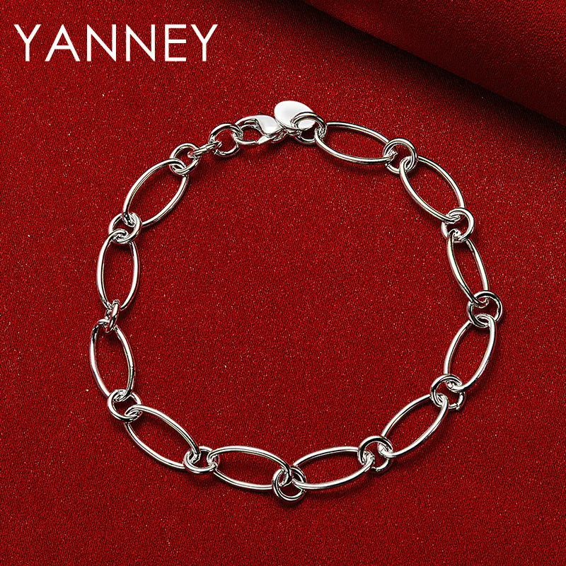 

Classic 925 Sterling Silver 8 Inches Simple Chain Bracelet For Women Men Fashion Charm Engagement Wedding Party Favors Jewelry