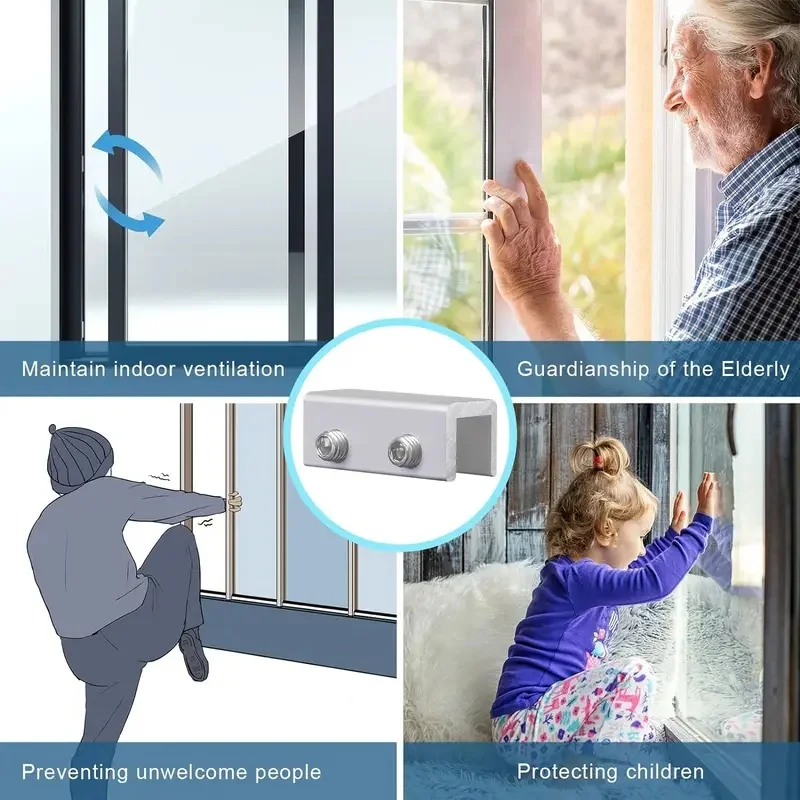 Aluminum Alloy Sliding Window Lock Stopper Anti‑Theft Safety Window Sash Limiter for Baby Kids Pet Security