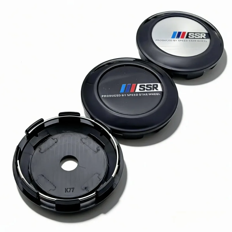 4 Stück 77MM Clips 72MM SSR Logo Emblem Auto Radnabenkappen Felgenabdeckungen Radnaben-Staubschutzkappen Ersatz Autozubehör – Detail 5