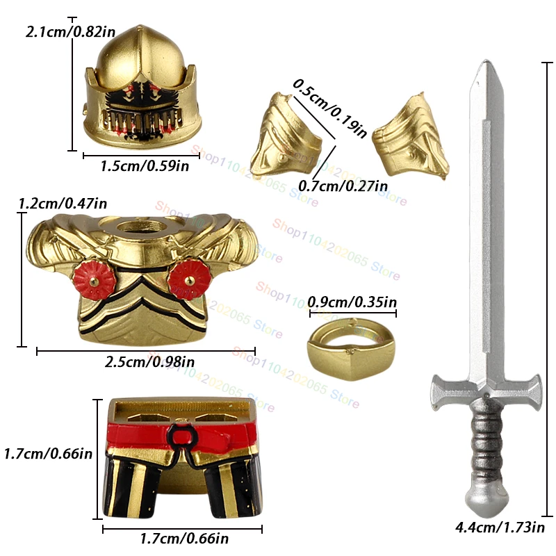 

Gold Armor Knights Mounts MOC Medieval War Horse Bricks mini Action Figures Building Blocks Accessories DIY Toys for Kids Gifts