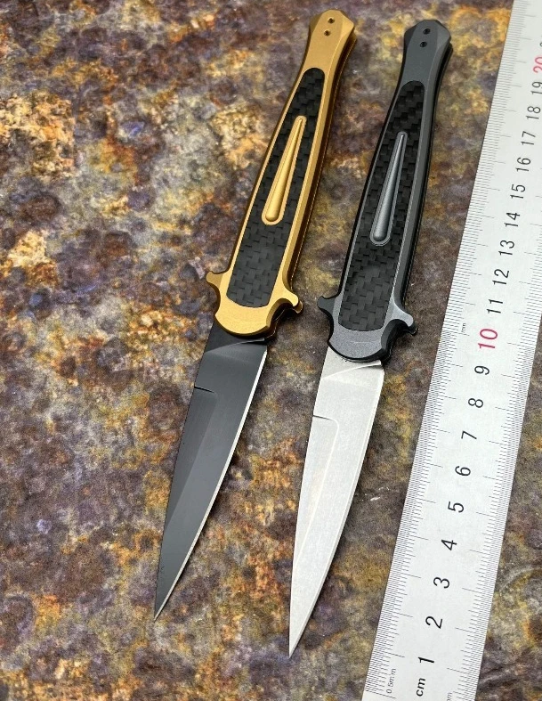 New Product 7150 Folding Knife Aluminum Alloy + Carbon Fiber Handle Camping Outdoor Portable and Practical Fruit Knife EDC Tools