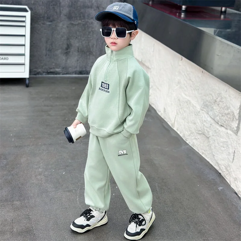 

Весенне-осенние комплекты одежды для мальчиков, спортивная одежда для девочек, детские толстовки с воротником-стойкой + штаны, комплект из 2 предметов, детские спортивные костюмы