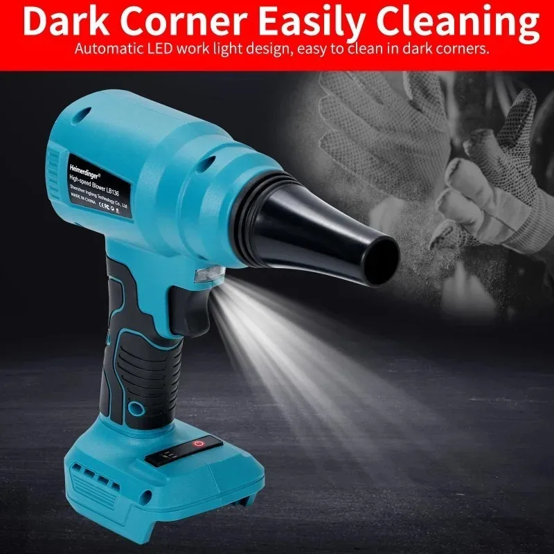 

TXF【Hot Item】Cordless Blower 85000rpm with LED Light - Stepless Speed, 15000Pa Suction, for Cleaning/Pet/Dust (18-21V DC), No ba