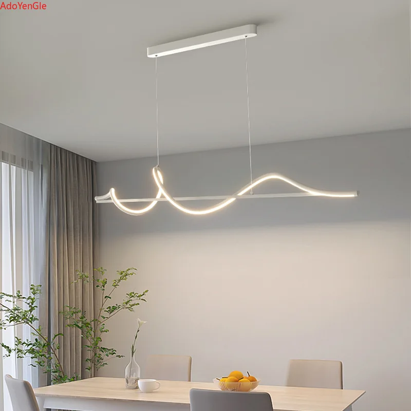 

Full Spectrum Modern Simple Long Living Room Dining Room Study Dining Room Bar Atmospheric Intelligent LED Dining Chandelier