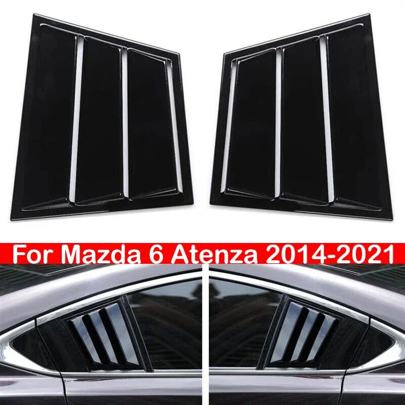 For Mazda 6 Atenza 2014-2021 Car Rear Louver Window Side Shutter Cover Trim Sticker Vent Scoop ABS Carbon Fiber Accessories Auto