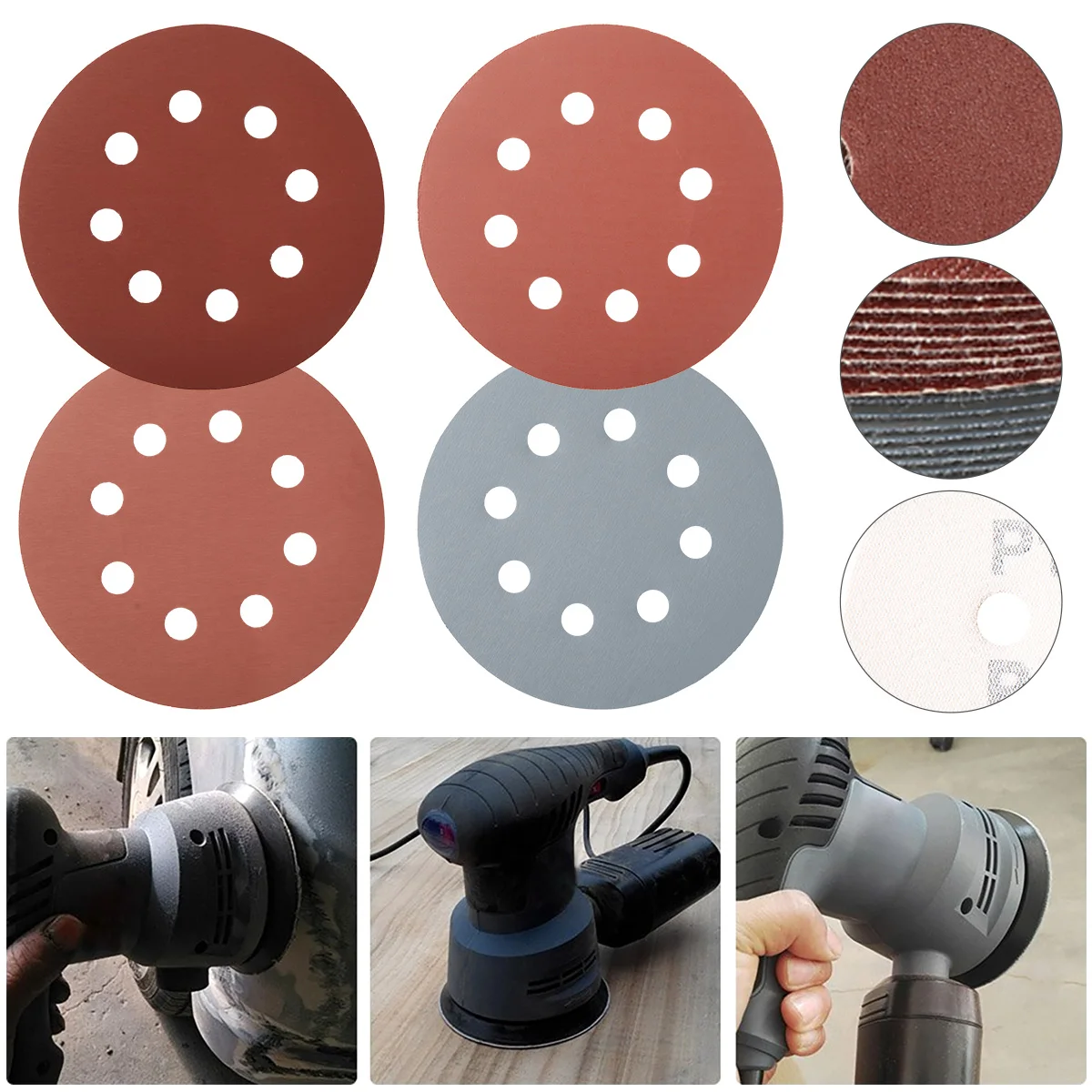 100/300Pcs Round Sanding Discs Pads 6 Inch Sandpaper Set Round Pad Sandpaper Wood Polishing Grinding Sheet Abrasive Tool