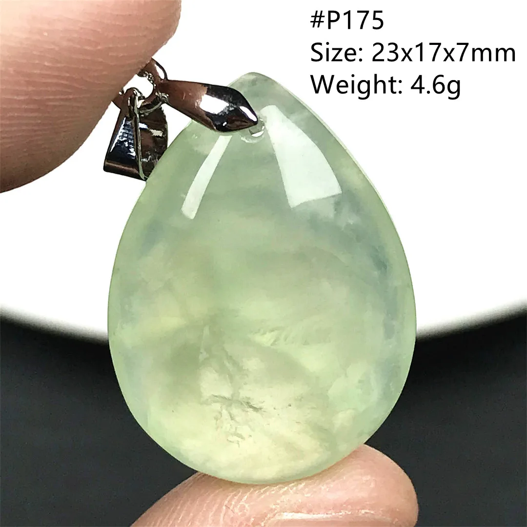 Top Natural Green Prehnite Pendant For Women Lady Men Wealth Luck Healing Reiki Gift Crystal Beads Gemstone Silver Jewelry AAAAA