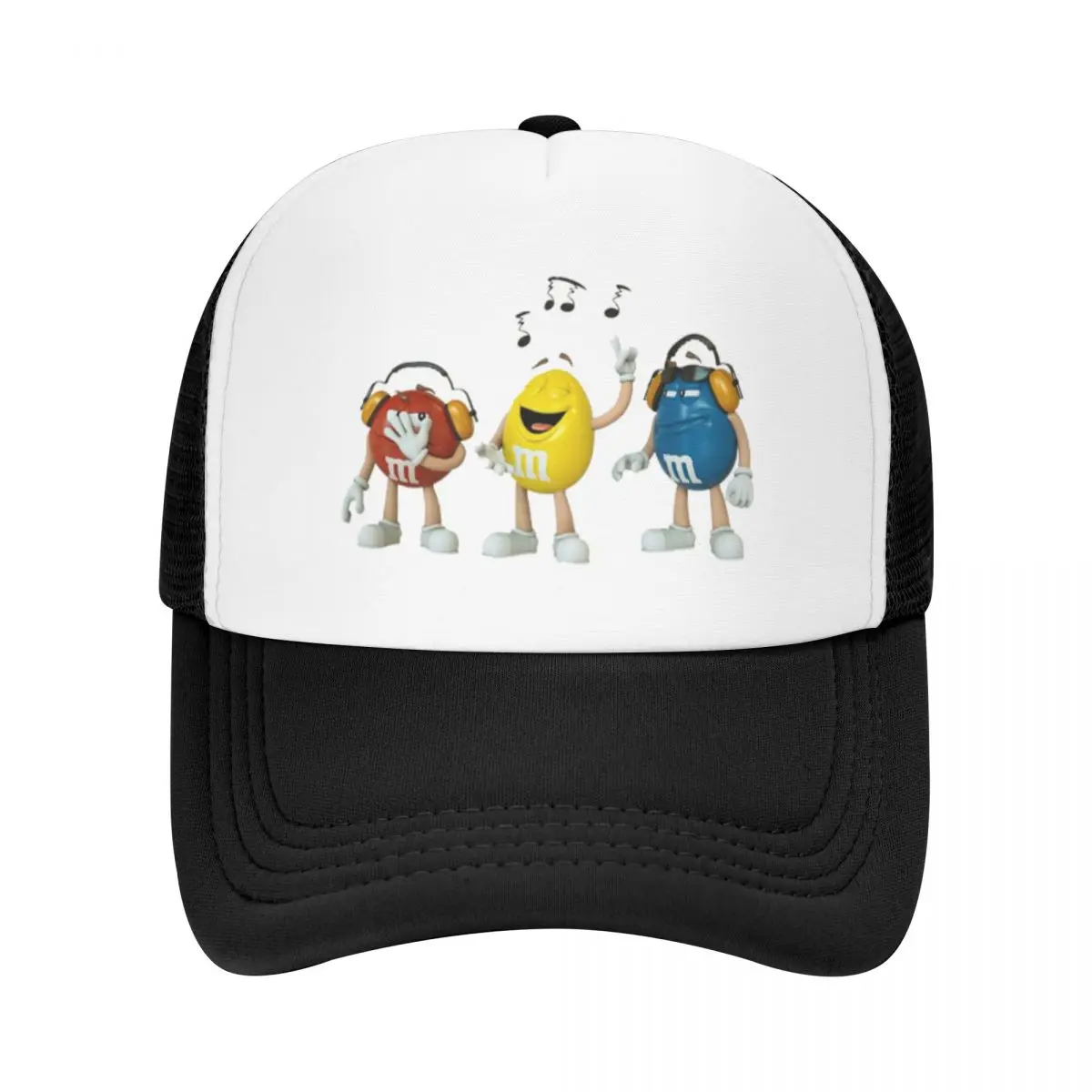 Music M&M's Chocolate Candy Cartoon Printing Mesh Baseball Cap For Men High-end Trucker Hat 2024 New Street Dance Hats