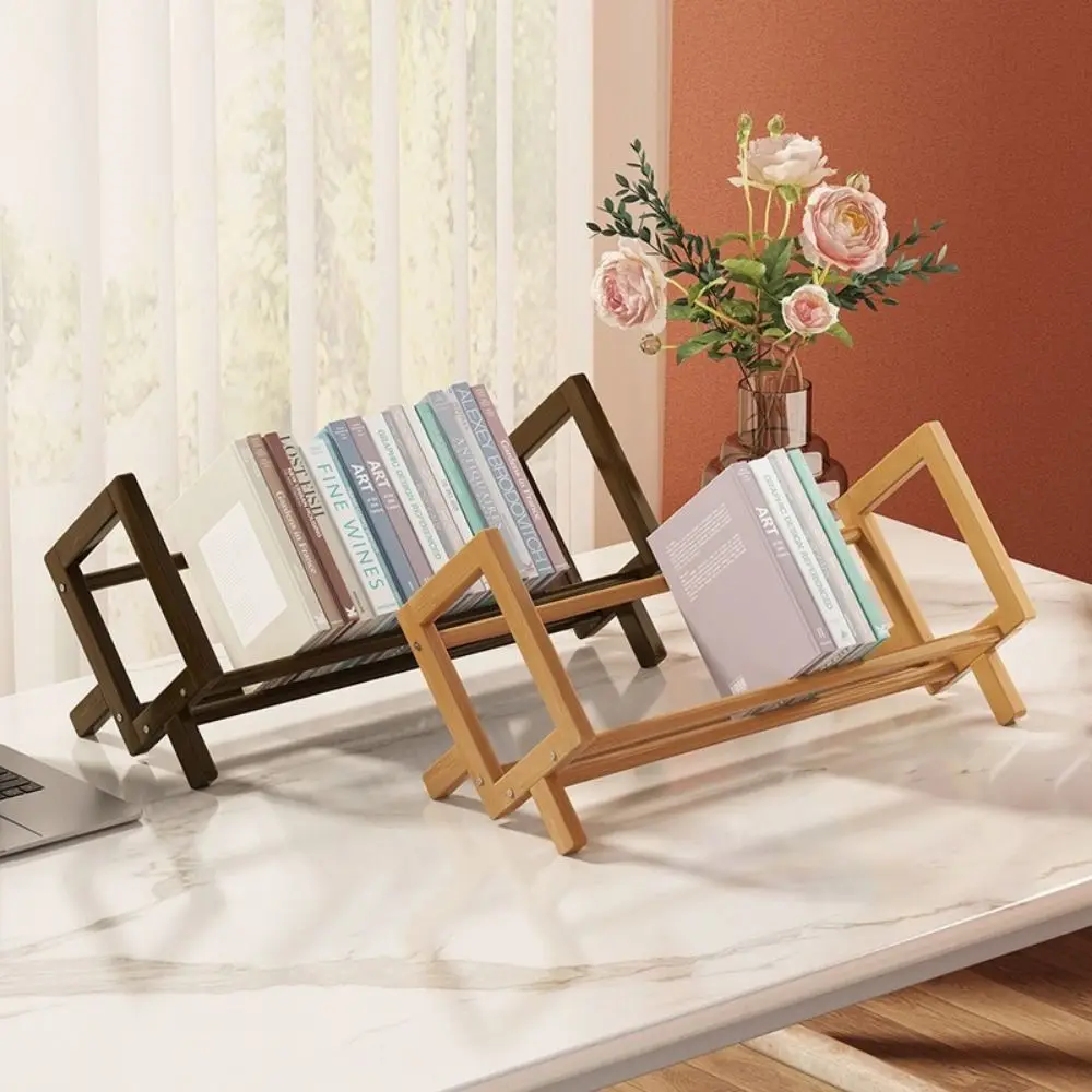 

Burr Free Wood Book Display Shelf Bamboo Space Saving Desktop Bookshelf High-quality Quick Assembly Magazine Storage Rack Story