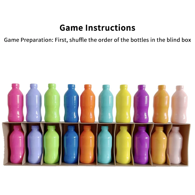 Bebidas divertidas para niños, juguetes a juego de colores, 20 botellas + Base, rompecabezas interactivo de entrenamiento de memoria para adivinar la primera infancia