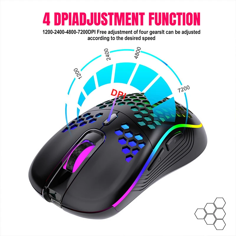 Wireless Mouse 2.4G Rechargeable Gaming Mouse Adjustable DPI 6 Buttons Ergonomic Mice For Windows PC Computer Laptop MacBook