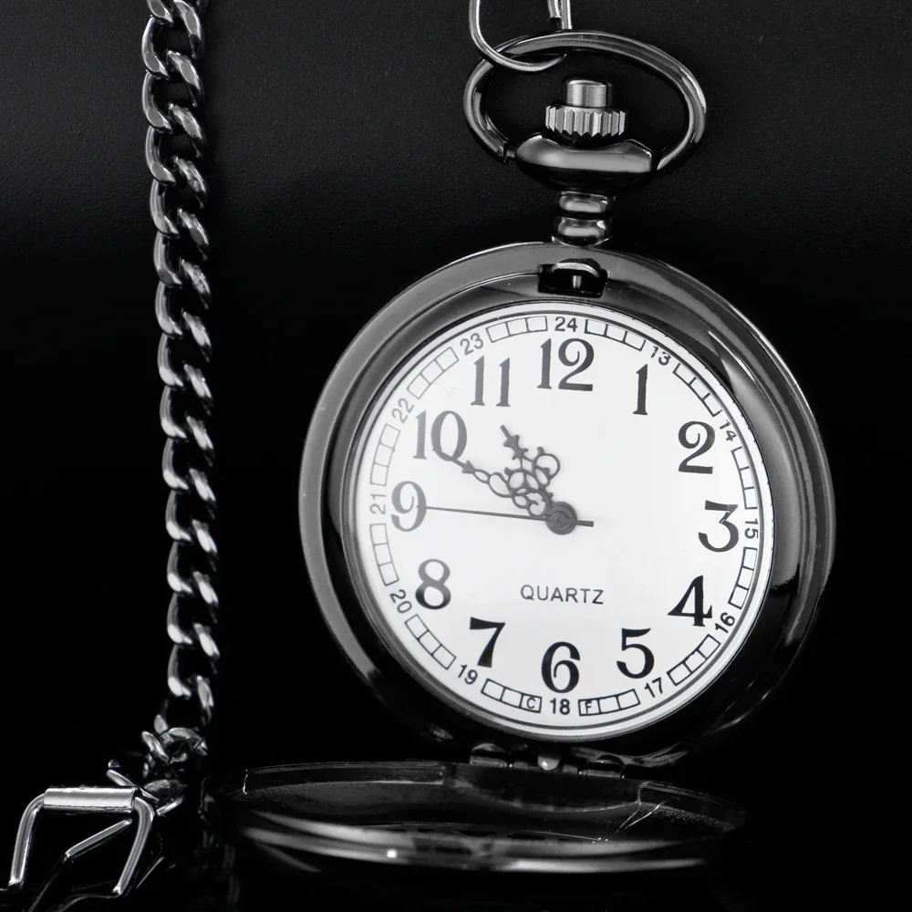 Vintage High Quality Quartz Pocket Watch Necklace Jewelry Black Arabic numeral dial Pendant Chain Clock Gift