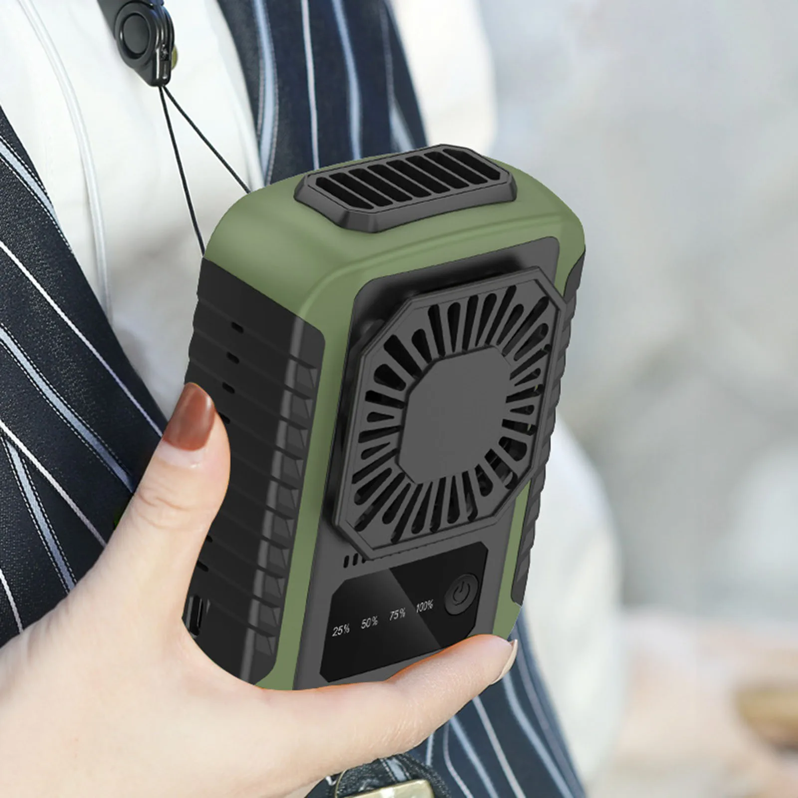 Portátil Handheld cintura ventilador de refrigeração, mudo, a pilhas, pescoço pendurado ventilador para canteiro de obras, camping, escalada