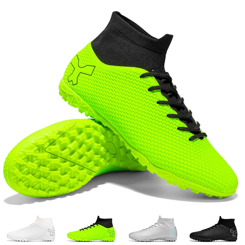 

Soccer Shoes for Men High Ankle Football Field Boots Turf Soccer Cleats Outdoor Non Slip Football Shoes for Men Futsal Shoes