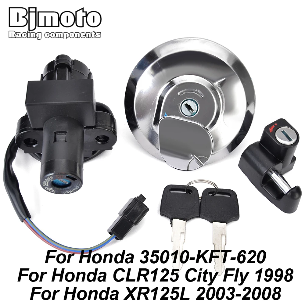 

Motorcycle Fuel Gas Cap Ignition Switch Seat Lock with Key Kit For Honda CLR125 City Fly 1998 XR125L 2003-2008 35010-KFT-620