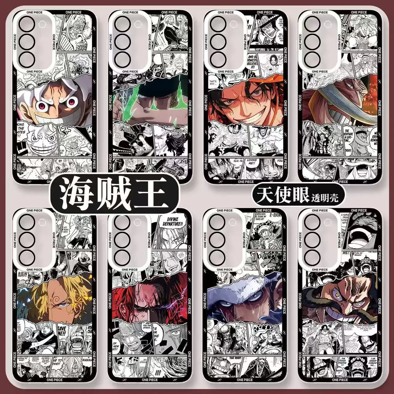 Funda de Teléfono con Diseño de Anime One Piece para iPhone 11 12 13 14 15 16 17 Pro Max Plus Air, con Personajes como Roger, Zoro, Ace, Sanji, Law y Shanks, Carcasa Suave