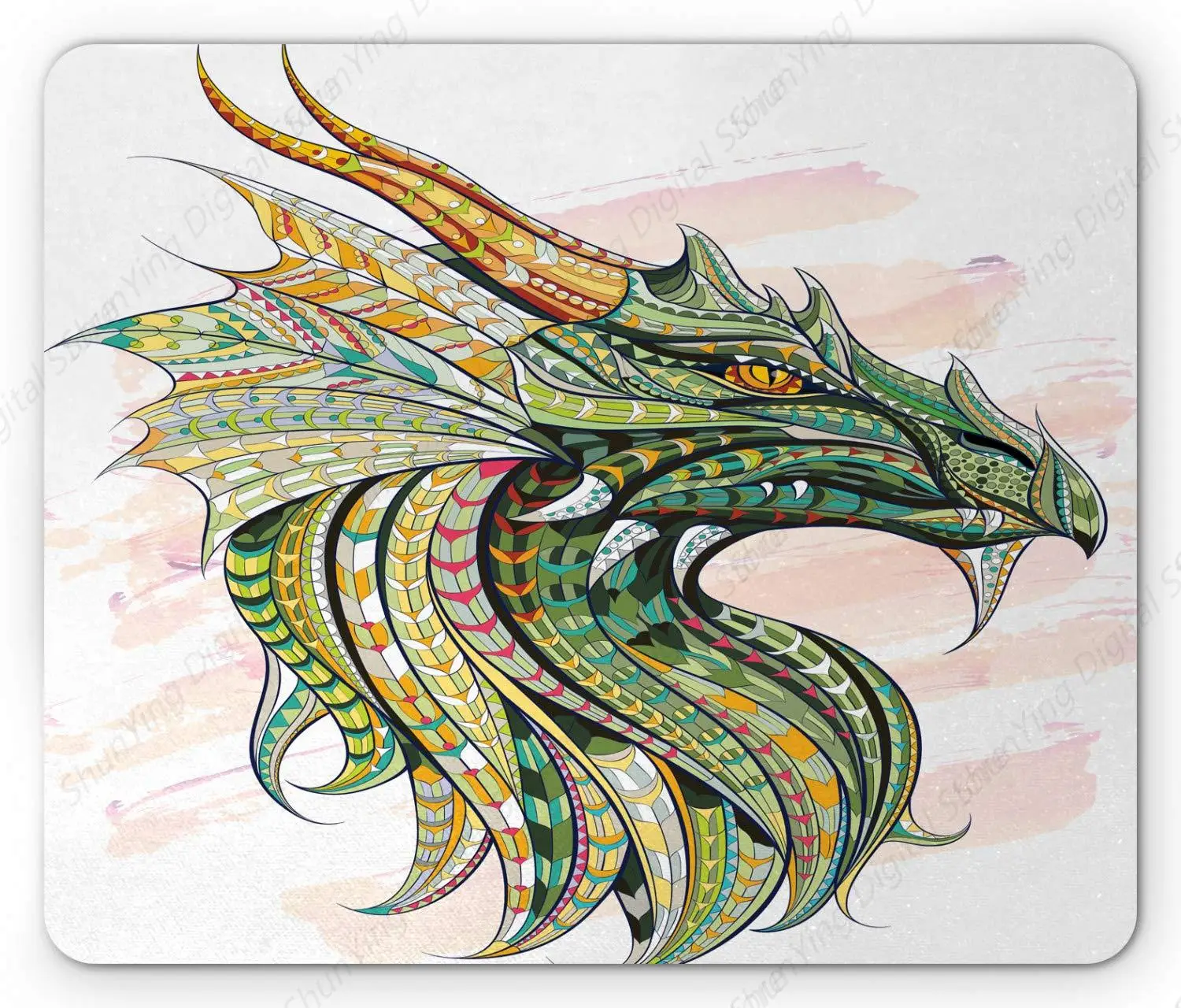 Celtic Computer Office Mouse Pad Dragon Head Decoration Effect Background Myth Durable Anti Slip Rubber Mouse Pad 25*30cm