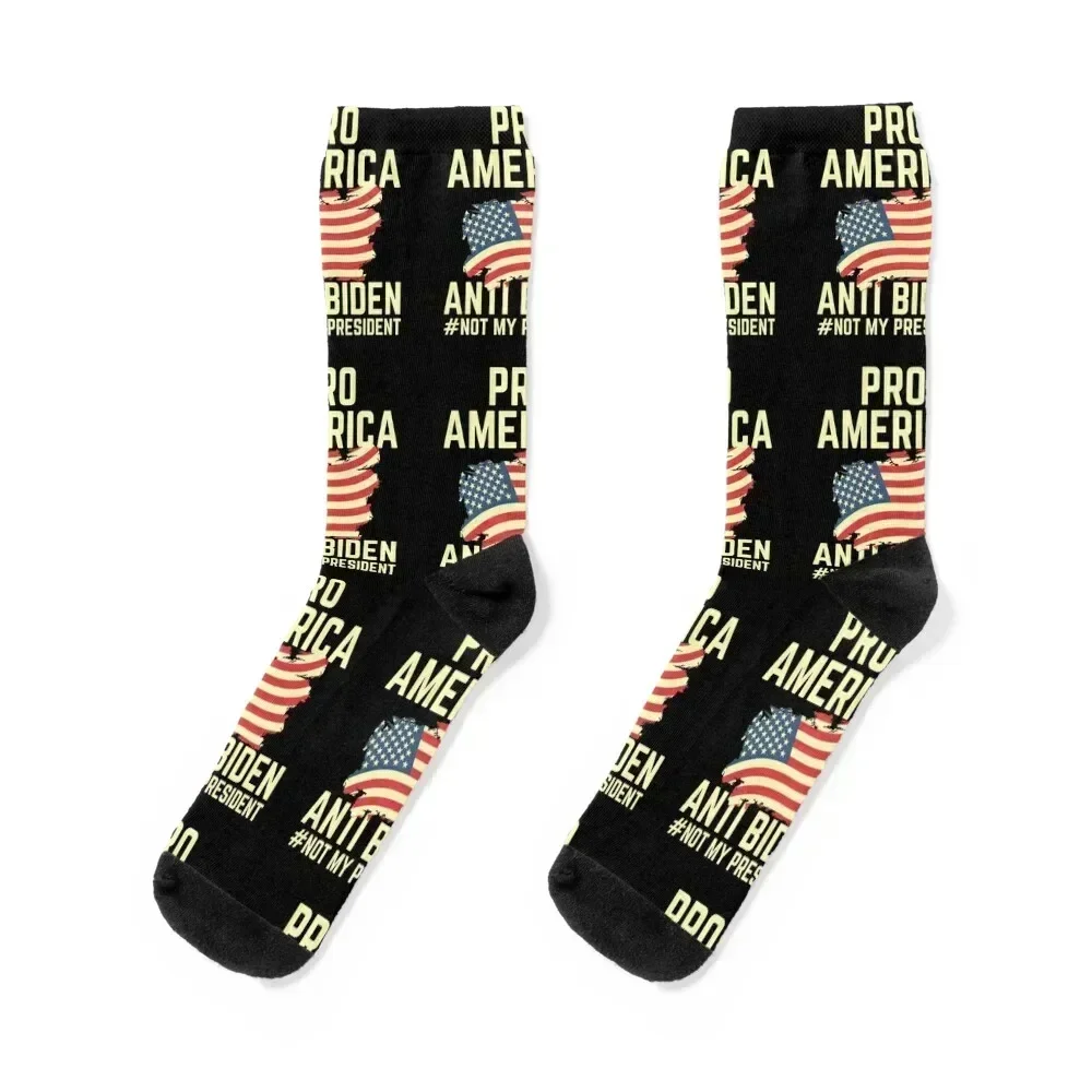 

Pro America Anti Biden Not my president usa flag Socks man Running with print anti slip football Socks For Women Men's