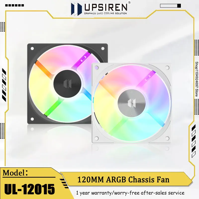 

UPSIREN UL-12015 Case Fan 12CM Ultra Slim 800-2400RPM High Performance 74.9CFM High Airflow Cooling Fan Simple Black/White