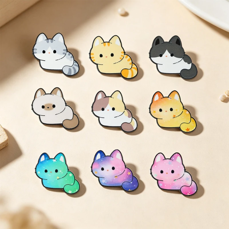 New Dreamy Starry Sky Cute Cat Brooch Fashion Commute Zinc Alloy Enamel Badge Pin for Gift DIY Clothes Bag Hat T-shirt Accessory