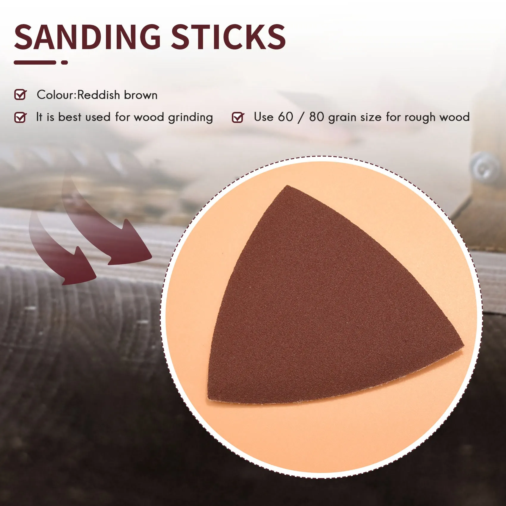 Sanding Paper Triangular Hook Loop Triple-cornered Sandpaper for 3-1/8 Inch Oscillating Multi Tool Sanding Pad