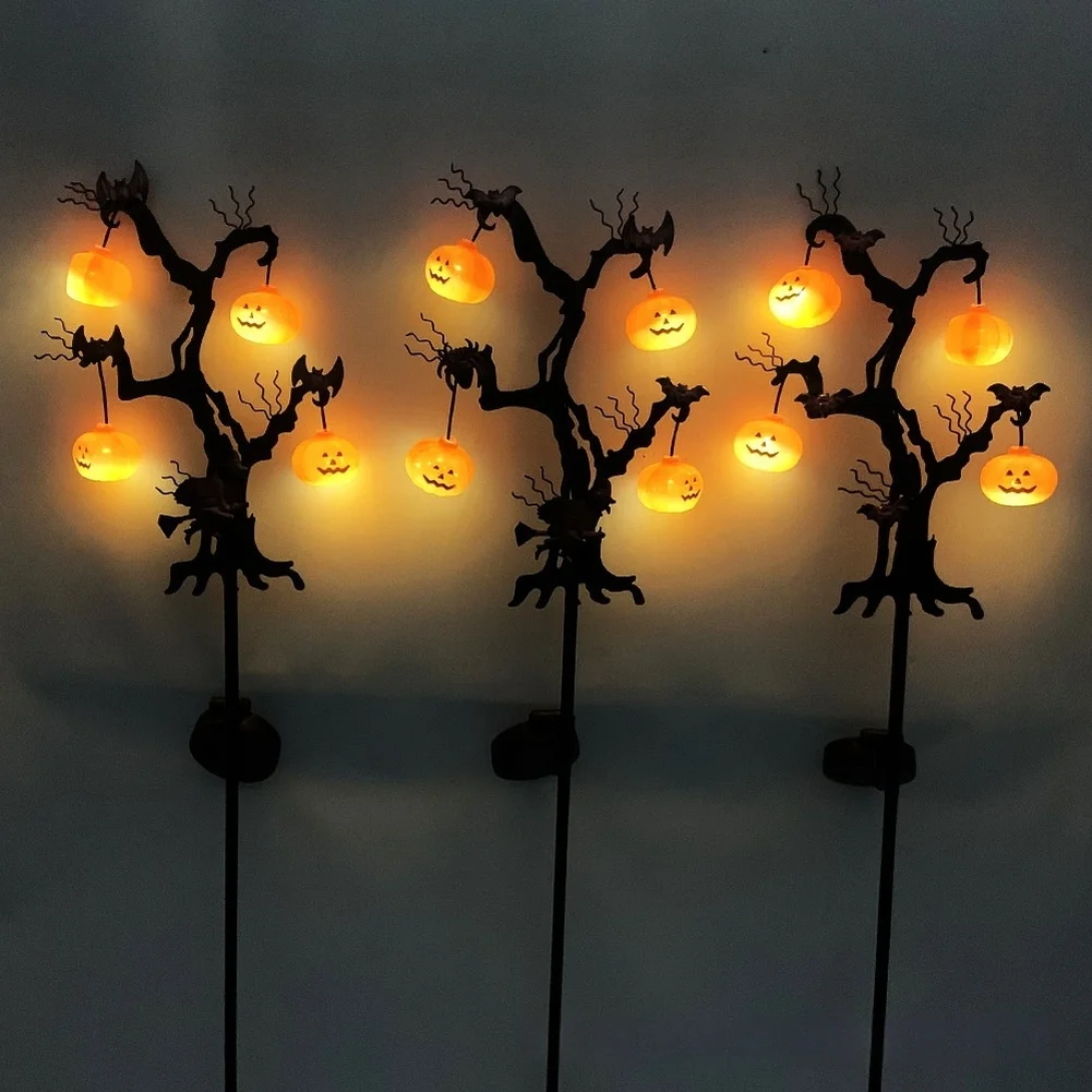 Solar Halloween Bat Tree Light Outdoor Iron LED Garden Decor Waterproof IP55 Warm White LED Landscape Lighting