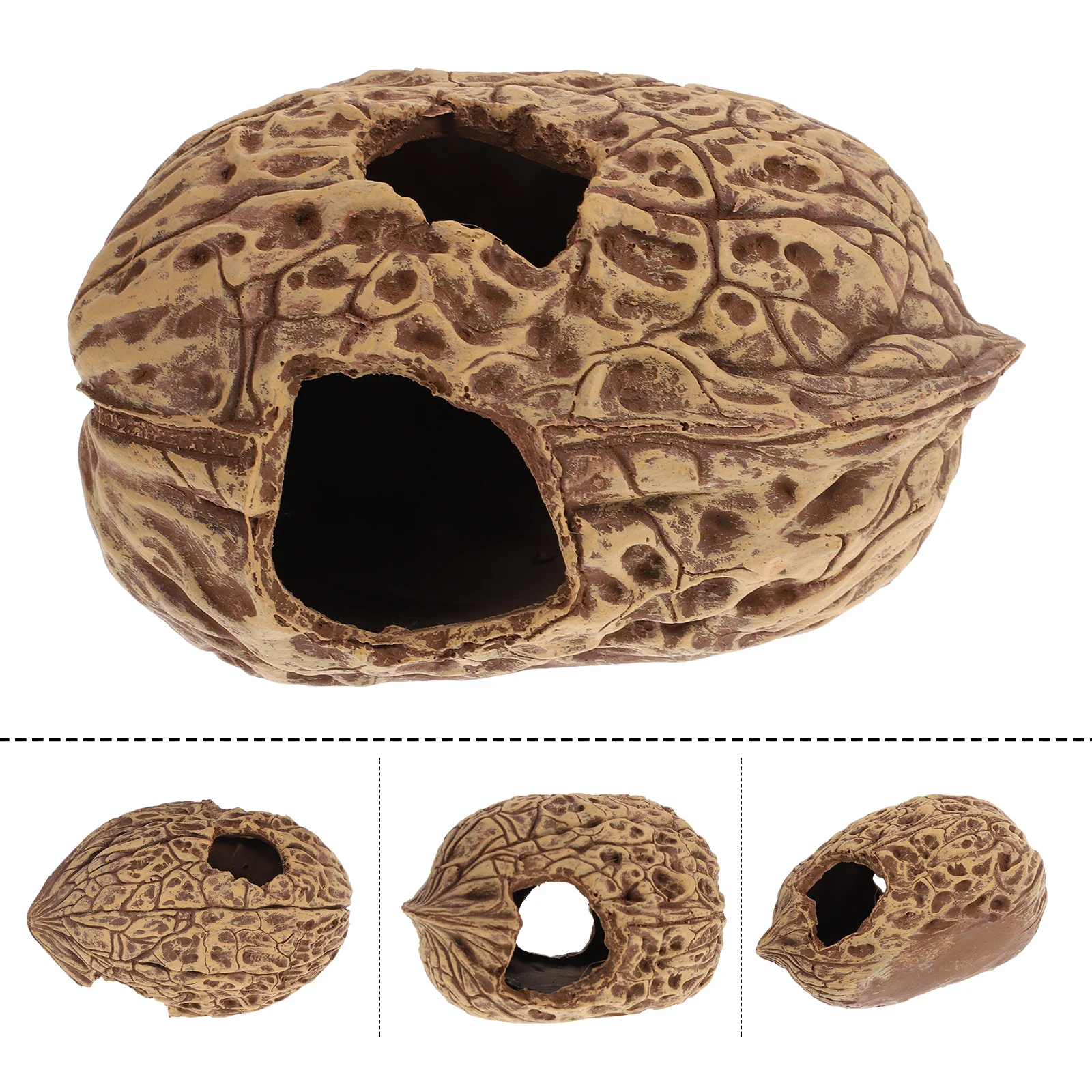 

Walnut Hide House Cave Aquarium Shelter Decor Turtle Accessory Resin Fish Tank Ornament Aquarium Landscaping for Freshwater