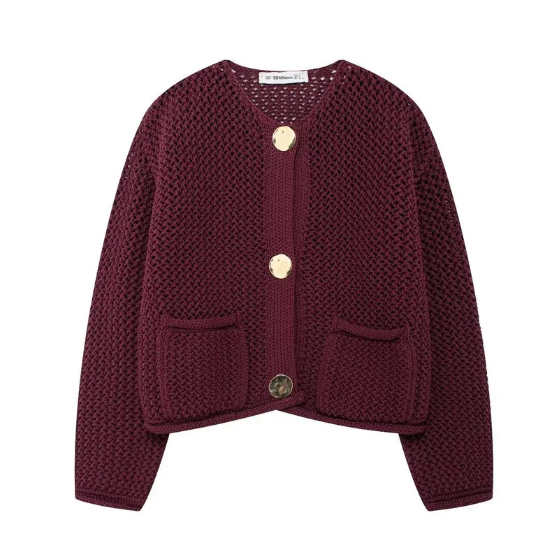 JY Autumn and winter fashion loose women's cardigan jacket knitted women's casual button long sleeved women's sweater