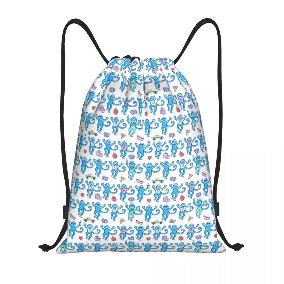 

Custom Preppy Roller Monkeys Rabbit Drawstring Backpack Sports Gym Bag for Men Women Training Sackpack