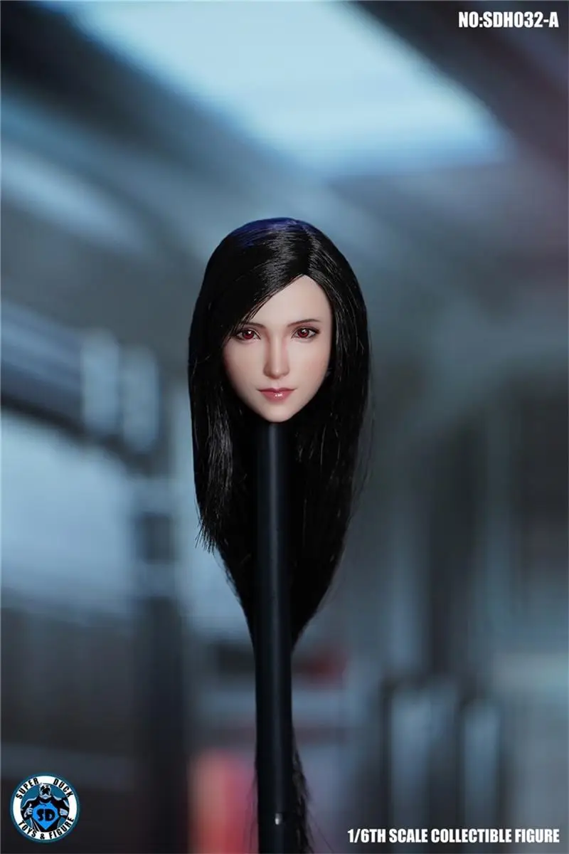 

1/6 SDH032 Beauty The Fantasy Tifa Vivid Long Short Hair Head Sculpture Carving Model Fit 12" TBL PH Action Figure Collect